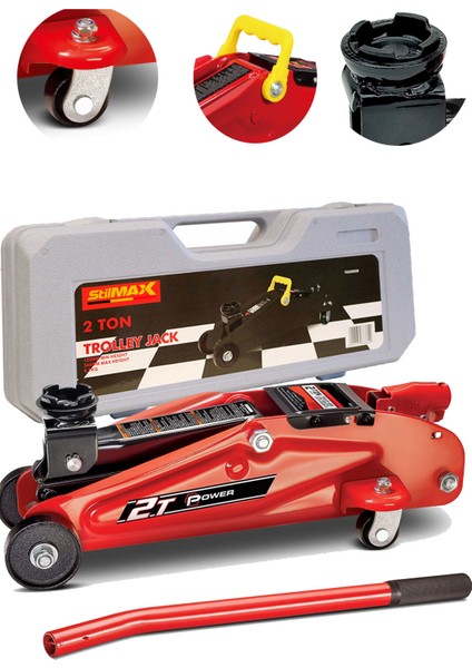 Germany Pro 2.5 TON/2500KG Arabalı Tekerlekli Hidrolik Kriko Plastik Taşıma Çantalı 2 Yıl Garantili