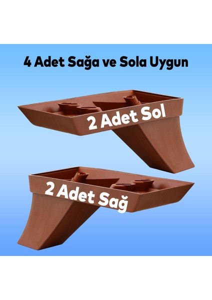 Venüs Lüks Mobilya Kanepe Sehpa Tv Ünitesi Koltuk Ayağı 8 cm Kahverengi Baza Ayakları (4 Adet)