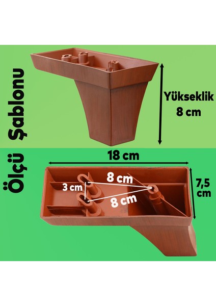Venüs Lüks Mobilya Kanepe Sehpa Tv Ünitesi Koltuk Ayağı 8 cm Kahverengi Baza Ayakları (4 Adet)