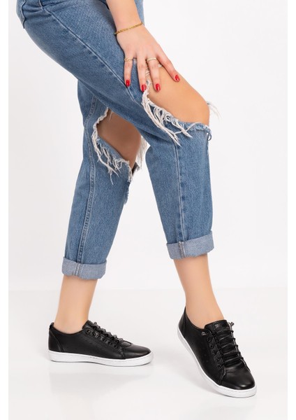 ARTI ARTI AYAKKABI Kadın Deri Ortopedik Siyah Sneaker Ayakkabı