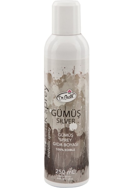 Metalik Sprey Gıda Boyası 250ML - Gümüş