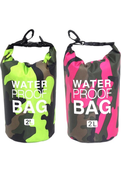 2x Açık 2l Su Geçirmez Çanta Balıkçılık Plaj Kano Taşıyıcı Torbalar Sırt Çantaları Yeşil