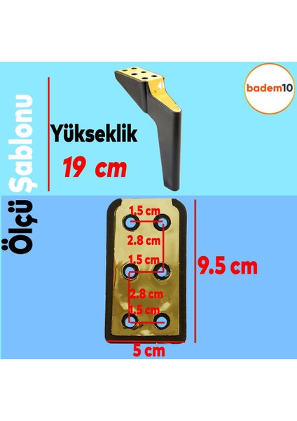 Logan Lüks Mobilya Kanepe Sehpa Tv Ünitesi Koltuk Ayağı 19 Cm Siyah Gold Baza Ayakları fırsatları