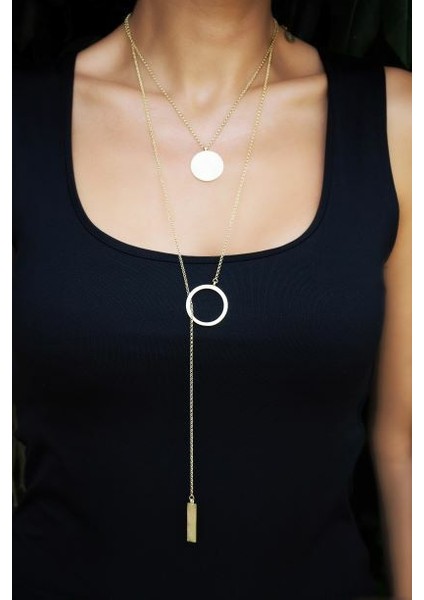 D-Circle Ikili Kolye Gold