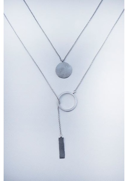 D-Circle Ikili Kolye Silver