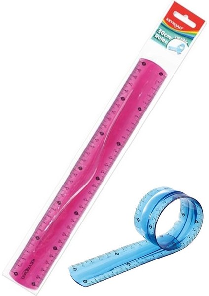 Kırılmaz Cetvel 30 cm Silikonlu Pembe Renk 1 Adet Cetvel Kırılmaz