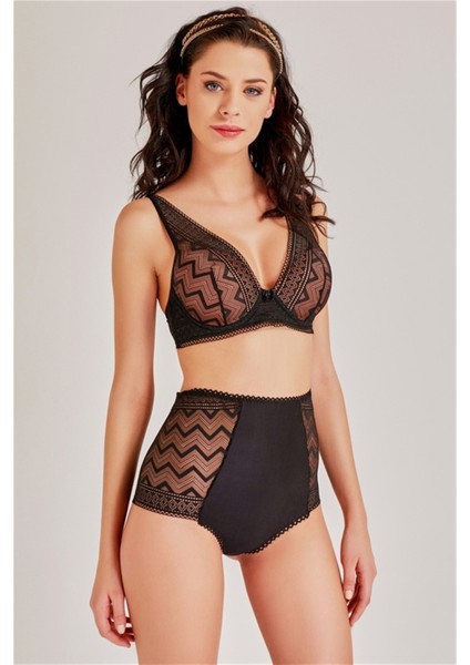 3748 - Zigzag Desen Dantelli Süngerli Sütyen