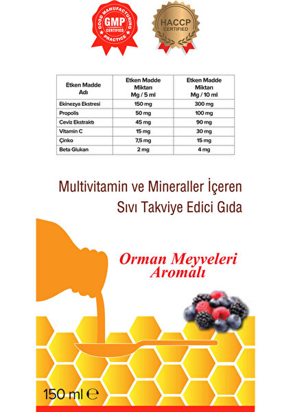 insvit Propolisli C Vitamini Çinko Ceviz Beta Glukan Ekinezya Orman Meyveleri Aromalı Şurup 150 ml