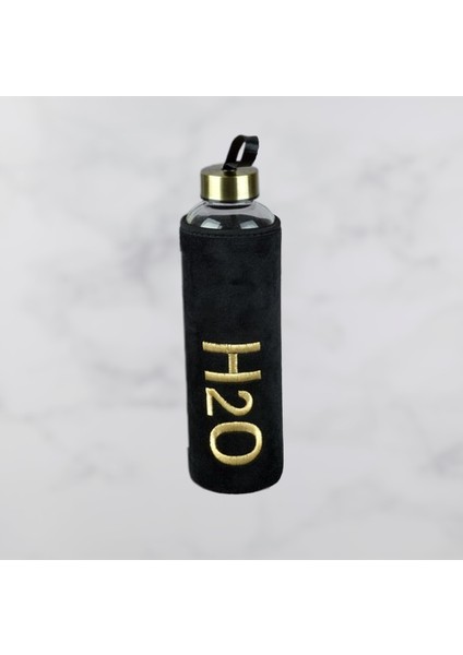 Ily Gold Detaylı H2O Peluş Kılıflı Cam Matara