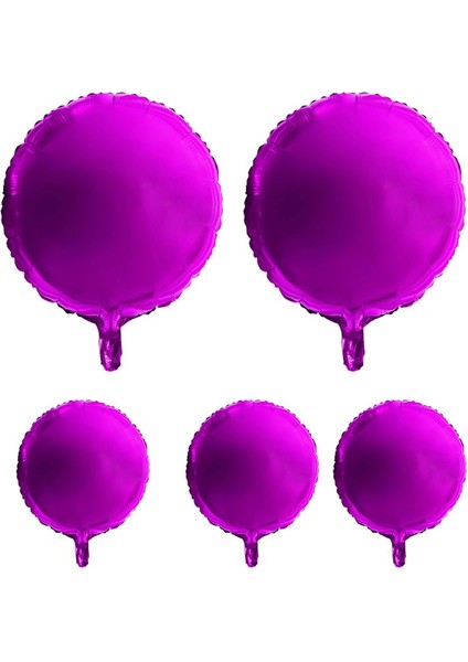 Fuşya Pembe Renk Yuvarlak Şekilli Folyo Balon 45 cm 5 Adet