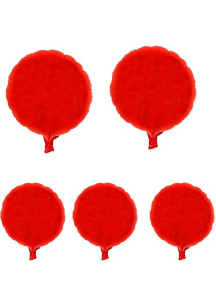Kırmızı Renk Yuvarlak Şekilli Folyo Balon 45 cm 5 Adet