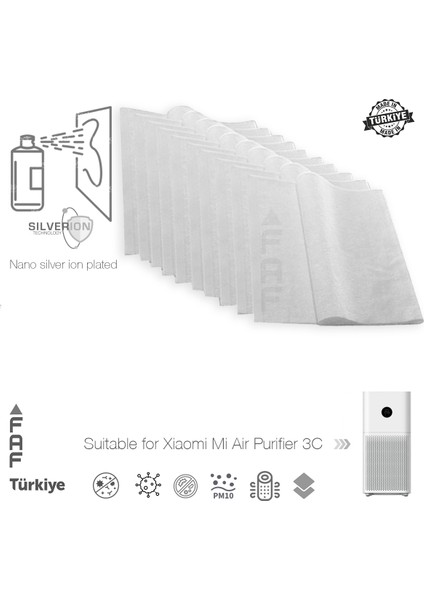 10 Adet Xiaomi Air Purifier 3c Uyumlu Gümüş Iyonlu Elektrostatik Toz Tutucu Ön Filtre fiyatları