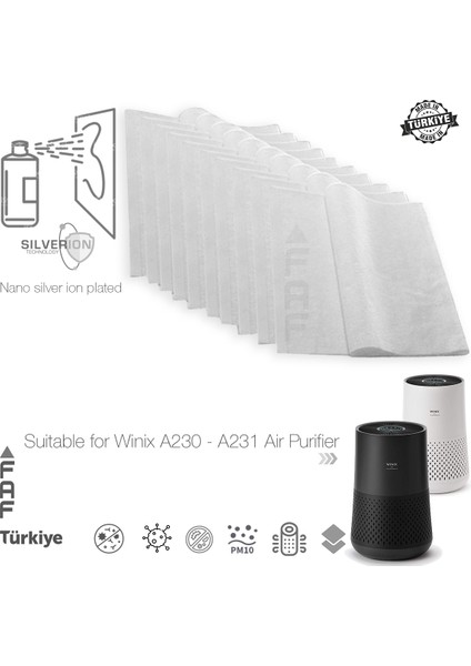 10 Adet A230- A231UYUMLU Gümüş Iyonlu Elektrostatik Toz Tutucu Ön Filtre fiyatları