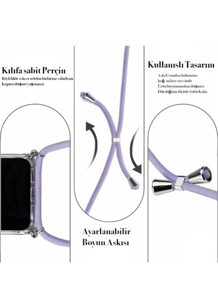 Apple iPhone 6 Uyumlu Kılıf Silikon Ipli Boyundan Askılı Darbe Emici Antishock Kapak Tpu