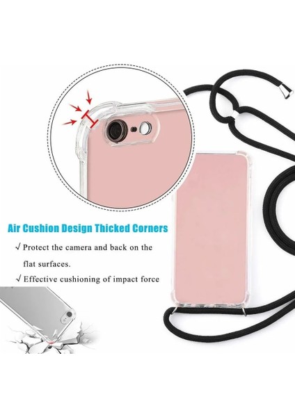 Xiaomi Redmi Note 9 Uyumlu Kılıf Silikon Ipli Boyundan Askılı Darbe Emici Antishock Kapak Tpu