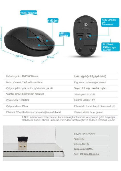Sessiz Kompakt Kablosuz Fare (Yurt Dışından)