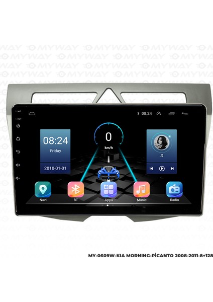 Kia Morning Android Multimedya Carplay Navigasyon Ekran - 8gb RAM+128 GB HDD - Myway modelleri