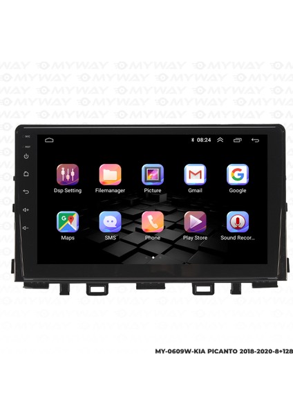 Kia Picanto Android Multimedya Carplay Navigasyon Ekran - 8gb RAM+128 GB HDD - Myway modelleri