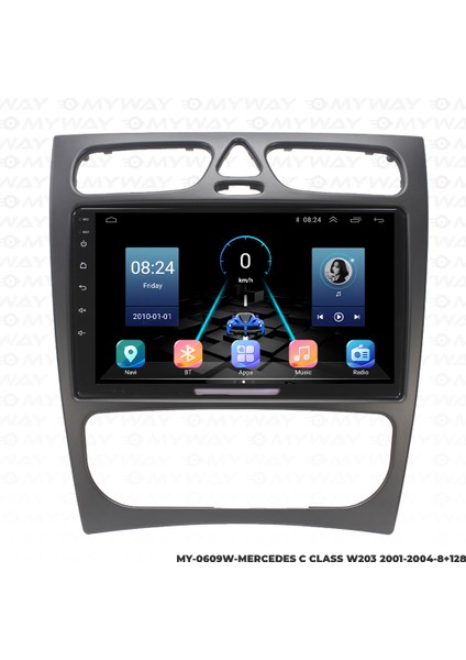Mercedes C Class W203 Android Multimedya Carplay Navigasyon Ekran - 8gb RAM+128 GB HDD - Myway