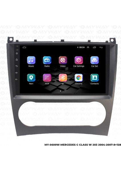 Mercedes C Class W203 Android Multimedya Carplay Navigasyon Ekran - 8gb RAM+128 GB HDD - Myway