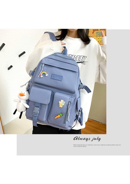 Yeni Tuval Sırt Çantası Kolej Kız Harajuku Yüksek Kapasiteli Dört Parçalı Lise Sırt Çantası Okul Çantası Kore Versiyonu (Yurt Dışından) modelleri