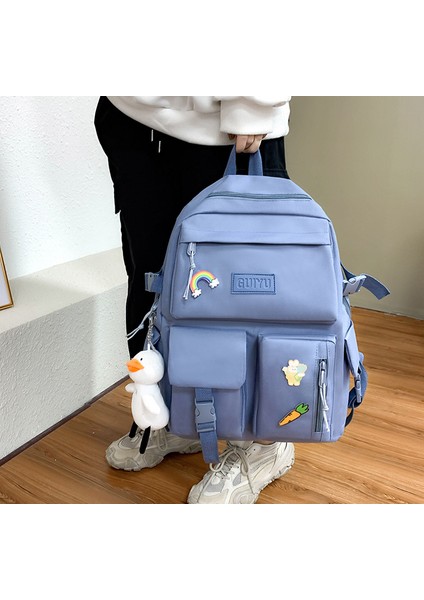 Yeni Tuval Sırt Çantası Kolej Kız Harajuku Yüksek Kapasiteli Dört Parçalı Lise Sırt Çantası Okul Çantası Kore Versiyonu (Yurt Dışından) fırsatları