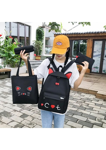 Kedi Sırt Çantaları Genç Kızlar Için 4 Adet Set ve Öğrenci Sırt Çantası Genç Çocuklar Kızlar Için Sevimli Okul Çantaları (Yurt Dışından) fırsatları