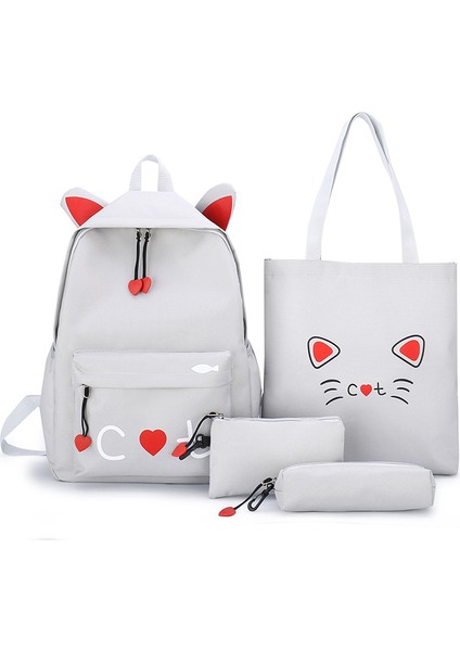 Kedi Sırt Çantaları Genç Kızlar Için 4 Adet Set ve Öğrenci Sırt Çantası Genç Çocuklar Kızlar Için Sevimli Okul Çantaları (Yurt Dışından)