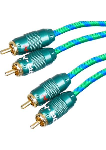 2 Rca / 2 Rca Fiber Örgülü 5 mt Amfi Sinyal Kablosu X-1122G