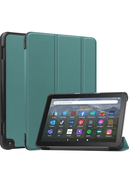 All-New Fire Hd8 - Hd8 Plus 2022 Flip Folio Ultra İnce Pu-Deri Sert Kapak Tablet Kılıfı (Yurt Dışından)