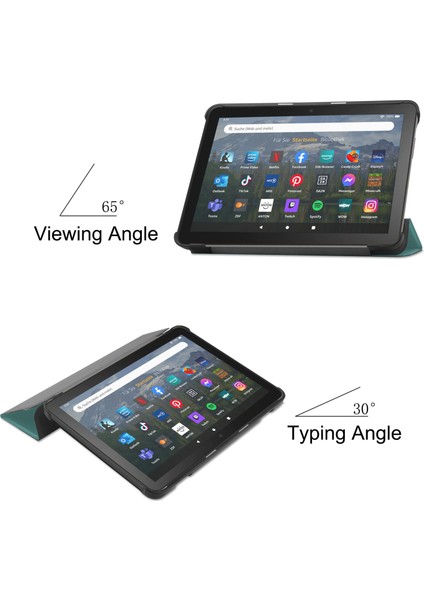 All-New Fire Hd8 - Hd8 Plus 2022 Flip Folio Ultra İnce Pu-Deri Sert Kapak Tablet Kılıfı (Yurt Dışından)