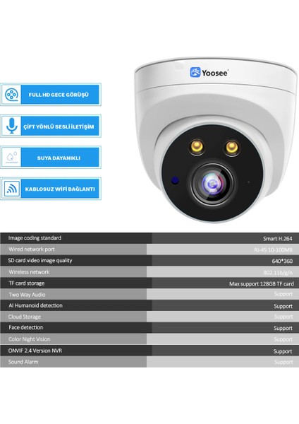 1080P Hd Dome Ip Kamera Aı Yüz Hareket Algılama Wıfı Güvenlik Kamerası Rj-45 Kablolu Açık Video Gözetim Onvif Iki Yönlü Ses