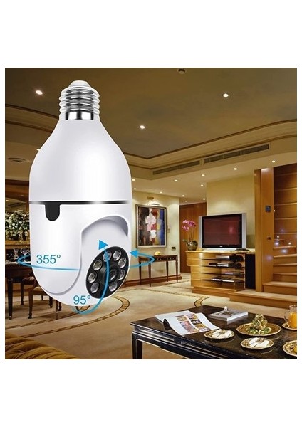 Wifi 360 Panoramik Ampul Kamera Gece Görüş Ses Akıllı Hareket Algılayıcı