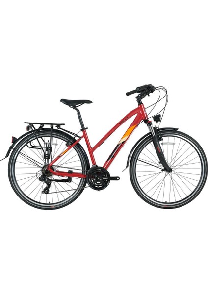Stella Kadın Şehir Bisikleti 45CM V 28 Jant 21 Vites Kırmızı Sarı Kırmızı