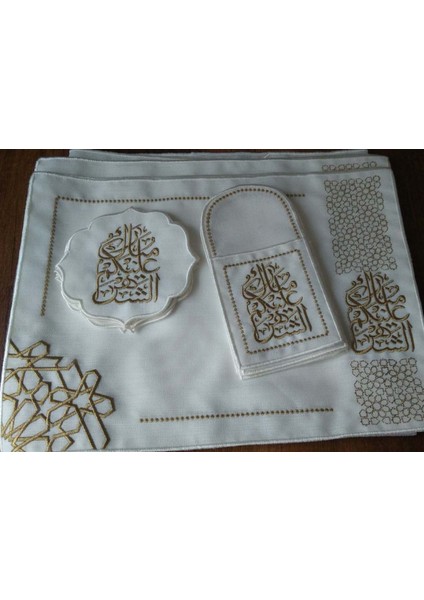 Arapça Yazılı Keten Amerikan Runner Servis Takımı 6 Kişilik(19 Parça) modelleri