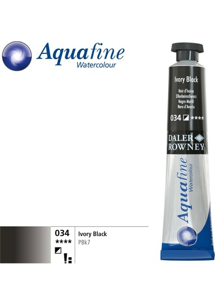 Aquafine Tüp Sulu Boya 8ml 034 Ivory Black
