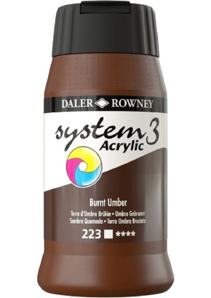 System 3 Akrilik Boya 500ML 223 Burnt Umber
