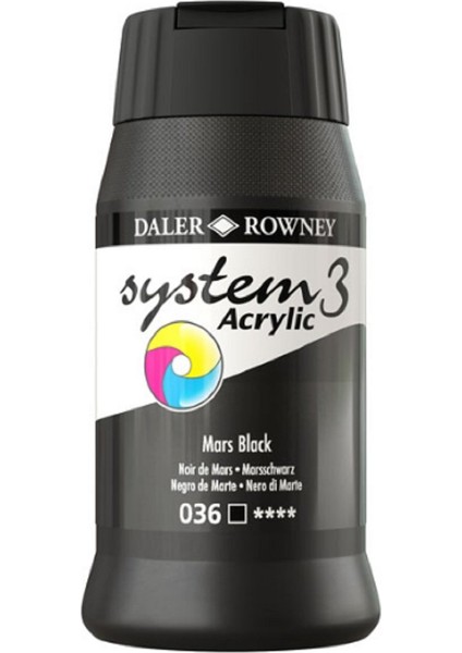 System 3 Akrilik Boya 500ML 036 Mars Black
