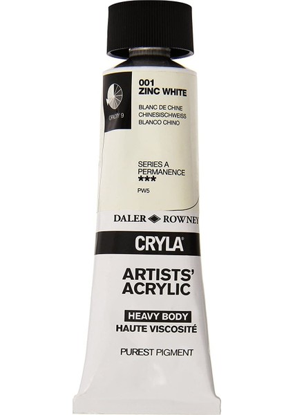 Cryla Heavy Body Artists' Akrilik Boya 75ML N:001 Zinc White