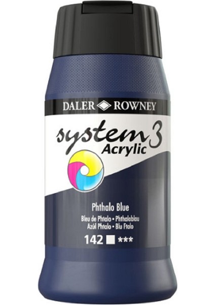 System 3 Akrilik Boya 500ML 142 Phthalo Blue