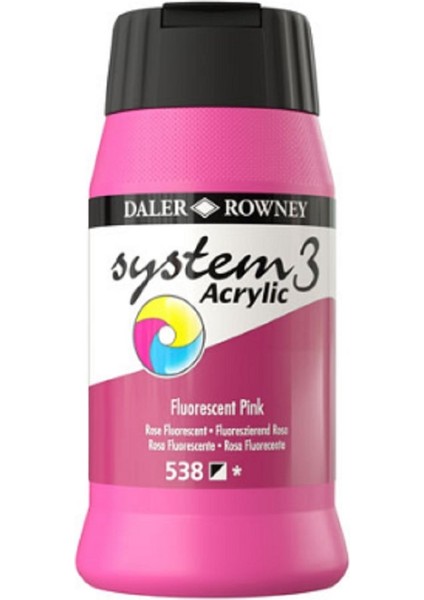 System 3 Akrilik Boya 500ML 538 Fluoro Pink