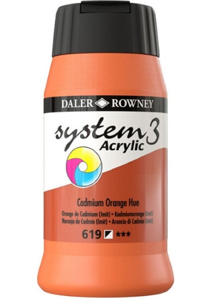 System 3 Akrilik Boya 500ML 619 Cadmium Orange Hue