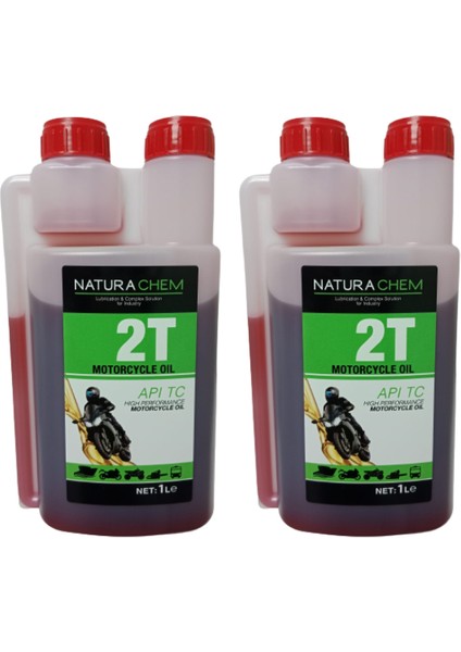 Naturechem Motorcycle Oil 2t Olcekli Zamanli Api Tc High Performance Motor Yagi Net 1 Litre 2 Adet