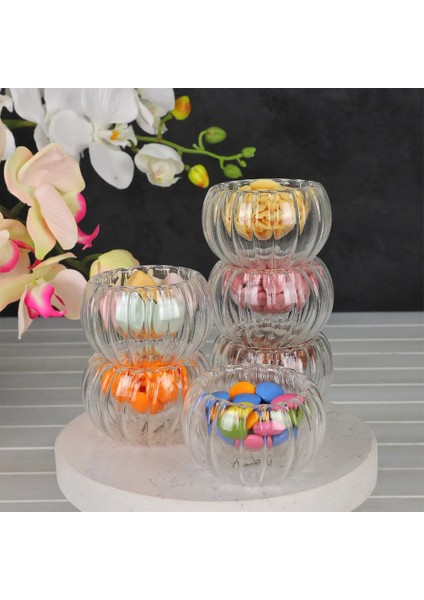 Cam Lokumluk Çerezlik Çift Cidarlı Çizgili Desenli 6'lı 50 ml modelleri