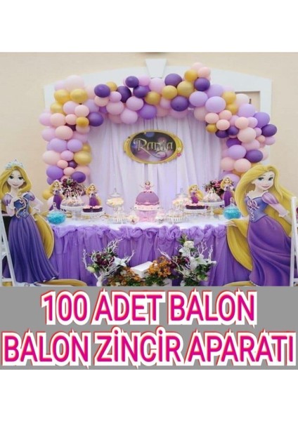 Rapunzel Balon Zincir Seti 100 Adet Balon Rapunzel Doğum Günü Için Balon Zincir Paketi