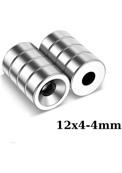 12X4-4MM Havşa Delikli Neodyum Güçlü Mıknatıs - Neodim Magnet