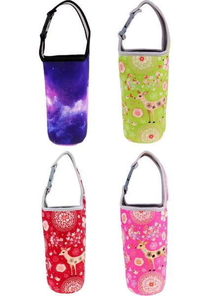 4x Tumbler Taşıyıcı Tutucu Su Şişesi Kılıf Koşusu Açık Havada Balık Tutma Geyiği ve Menekşe (Yurt Dışından)