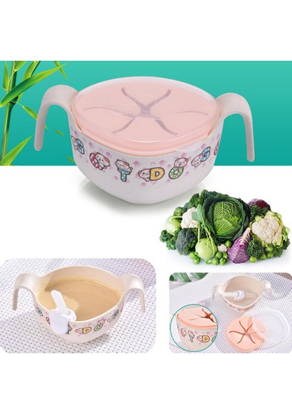 Bebek Yemeği Kahvaltı Bambu Fiber Kase Kapak/ Pipetler Ev Kreş Plakası #b (Yurt Dışından) fiyatları