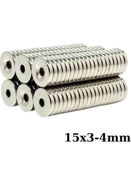 15X3-4MM Havşa Delikli Neodyum Güçlü Mıknatıs - Neodim Magnet