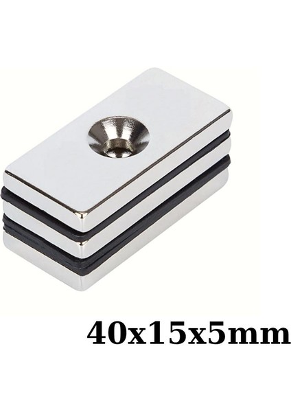40X15X5-5MM Havşa Delikli Neodyum Güçlü Mıknatıs - Neodim Magnet